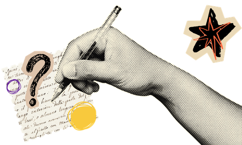 Ilustración de mano escribiendo